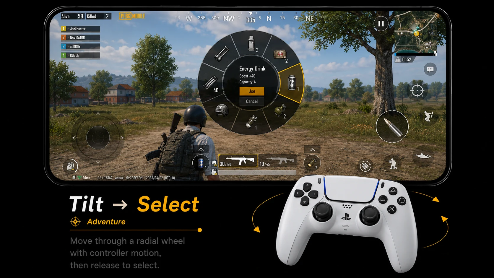 Adventure game demonstrating controller motion mapped to touch control